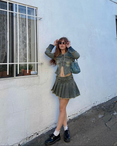 Diana | Washed Denim Two-piece Set
